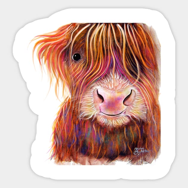 SCoTTiSH HiGHLaND CoW ' THe KiD ' Sticker by ShirleyMac